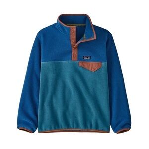 Patagonia boys kids synchilla snap-t pullover fleece S 7-8 wavy blue